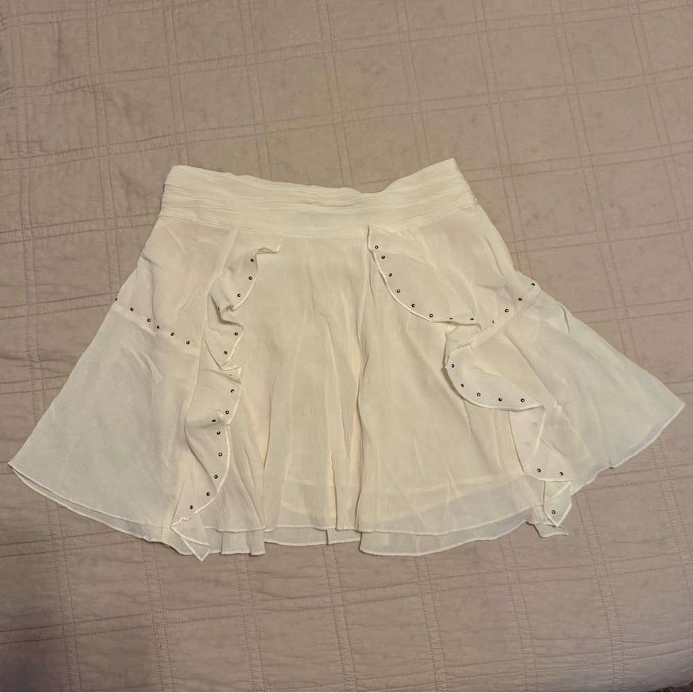 Zara Cream Ruffled Skater Skirt